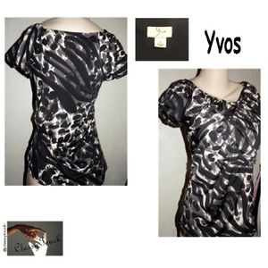 Yvos NWOT Black Ruched Knit Tunic